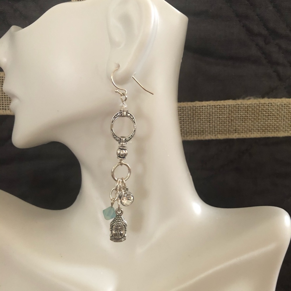 Buddha Swarovski Crystal Dangle Drop Earrings